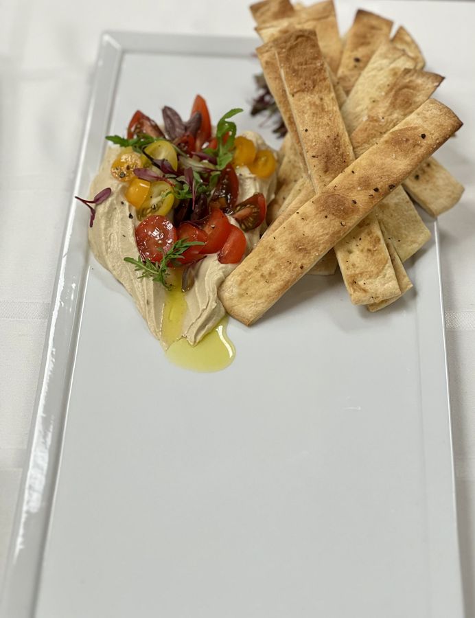 Mezze plate, plated on board
